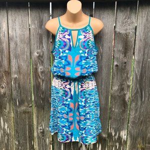 Aaron Ashe Silk Dress Sleeveless Drawstring Waist